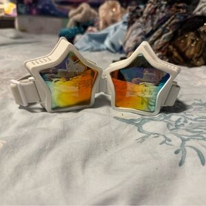 Burning man/festival star -Shaped White Sunglasses with Rainbow Lenses